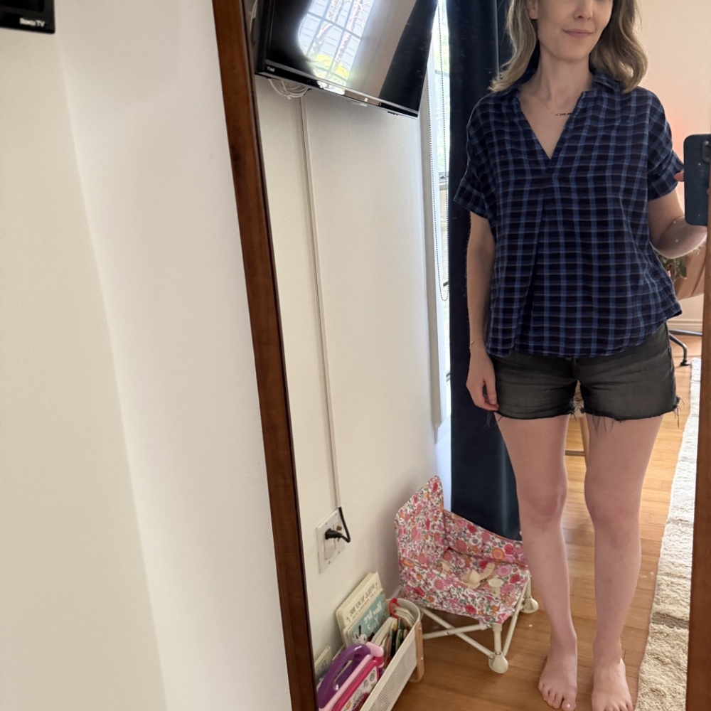 Madewell Blue Plaid Poplin Shirt - Picture 2 of 7